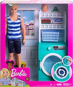 Lalka Barbie Barbie Barbie FYK52 - lalka Ken i pralka zestaw do zabawy z funkcją wirowania i akcesoriami, akcesoria dla lalek od 3 lat 4