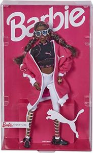 Lalka Barbie Barbie Barbie FJH70 Barbie Signature Lalka Puma brunetka, kolekcjonerska lalka w stroju sportowym i tenisówkach z okazji 50. urodzin tenisówki Puma Suede 4