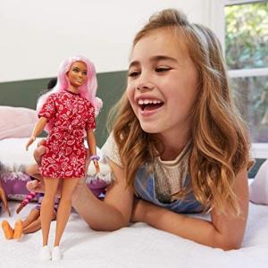 Lalka Barbie Barbie Fashionistas Modna przyjaciółka - różowa sukienka, biały wzór (FBR37/GHW65) 5