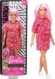 Lalka Barbie Barbie Fashionistas Modna przyjaciółka - różowa sukienka, biały wzór (FBR37/GHW65) 6