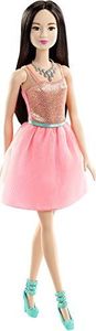 Lalka Barbie Barbie Barbie DGX83 - lalka fashionistki w sukni z brokatem w kolorze koralowym, lalki do przebierania, różowa 1