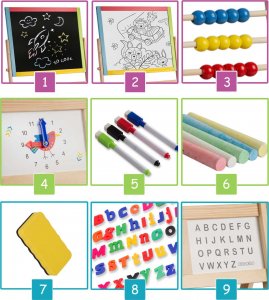 Ricokids Duża magnetyczna kredowa tablica obrotowa z zegarem Ricokids - wielokolorowa 6