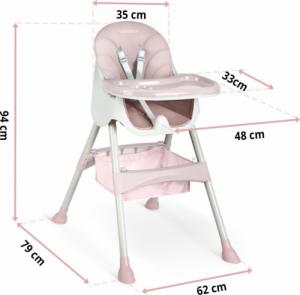Ricokids Krzesełko do karmienia Milo ze stolikiem różowe (700002) 13
