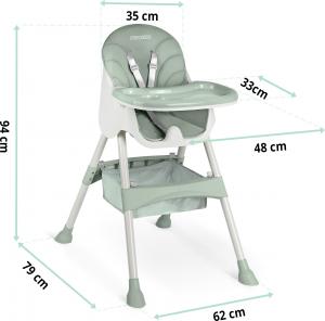 Ricokids Krzesełko do karmienia Milo ze stolikiem zielone (700001) 8