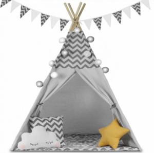 Ricokids Namiot tipi dla dzieci z girlandą i światełkami - szare 2