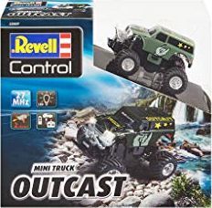 Revell Revell Control 23507 Mini RC Monster Truck Outcast z pilotem 27 MHz z funkcją ładowania, z resorowanymi osiami, oświetleniem LED 8 małych zdalnie sterowanych samochodów, długość: ok. 8 cm 2