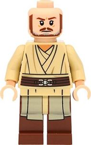 LEGO Minifigurka Star Wars: Qui-Gon Jinn (Mistrz Jedi) z peleryną i laserowymi mieczami 2
