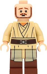 LEGO Minifigurka Star Wars: Qui-Gon Jinn (Mistrz Jedi) z peleryną i laserowymi mieczami 9