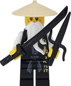 LEGO Minifigurka Ninjago: Sensei Wu w czarnej szacie z bronią (The Golden Weapons) 5