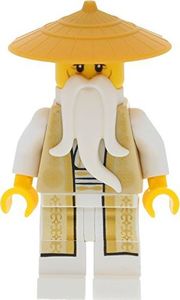 LEGO Minifigurka Ninjago: Sensei Wu (złota / beżowa szata) z różdżką i mieczami 1