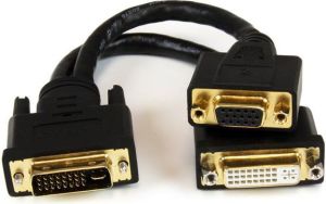 Kabel StarTech DVI-I - D-Sub (VGA) 0.2m czarny (DVI92030202L) 1