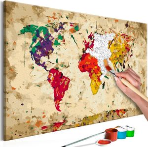 Obraz do samodzielnego malowania Mapa świata (plamy barwne) 1