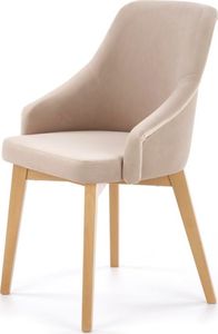 Selsey Krzesło tapicerowane Berlas beżowy velvet - dąb miodowy 1