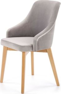 Selsey Krzesło tapicerowane Berlas szary velvet - dąb miodowy 1