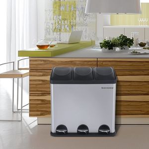 Kosz na śmieci Selsey do segregacji na przycisk stal nierdzewna 2