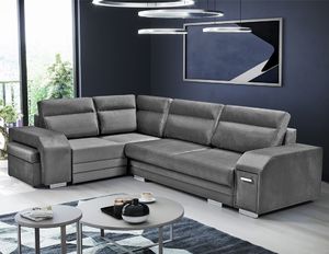 Selsey Narożnik z funkcją spania Umill L z barkiem i pufą szafy w tkaninie hydrofobowej strona lewa 2