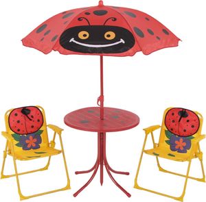 Selsey Zestaw ogrodowy Biedronki stolik z dwoma krzesełkami i parasolem 1