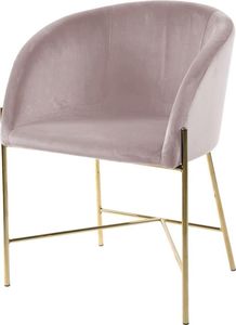 Selsey Krzesło tapicerowane Ribioc różowy welur na złotych nogach 1