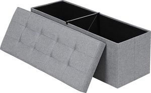 Selsey Kufer Louta 110x38 cm szary tapicerowany z pikowanym siedziskiem 1