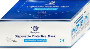 Zestaw 50x jednorazowa 3 warstwowa maska maseczka maseczki maski ochronna na twarz uniwersalny (59946-uniw) - 59946-uniw 8