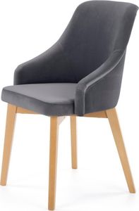 Selsey Krzesło tapicerowane Berlas ciemnoszary velvet - dąb miodowy 1