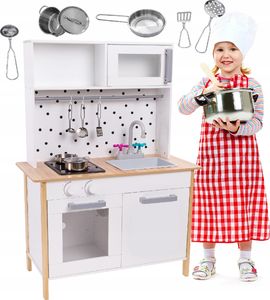 VimToys Duża drewniana kuchnia dla dzieci + akcesoria kuchenne + dźwięki 1