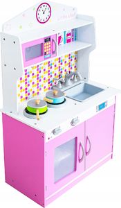 VimToys Duża różowa drewniana kuchnia dla dzieci + akcesoria kuchenne 2