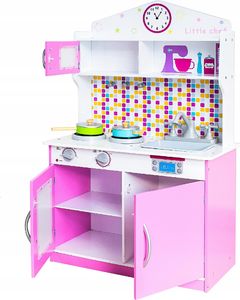 VimToys Duża różowa drewniana kuchnia dla dzieci + akcesoria kuchenne 3