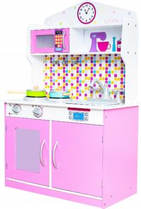 VimToys Duża różowa drewniana kuchnia dla dzieci + akcesoria kuchenne 4