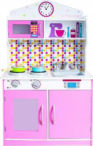 VimToys Duża różowa drewniana kuchnia dla dzieci + akcesoria kuchenne 6