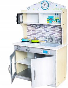 VimToys Duża drewniana kuchnia dla dzieci + akcesoria kuchenne 8