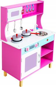 VimToys Duża różowa drewniana kuchnia dla dzieci + akcesoria kuchenne 3