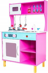 VimToys Duża różowa drewniana kuchnia dla dzieci + akcesoria kuchenne 4