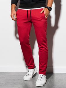 Ombre Spodnie męskie dresowe joggery P866 - czerwone S 1