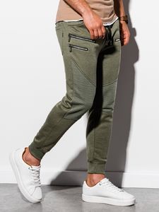 Ombre Spodnie męskie dresowe P900 - khaki S 2