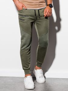 Ombre Spodnie męskie dresowe P900 - khaki S 3
