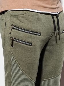 Ombre Spodnie męskie dresowe P900 - khaki S 4