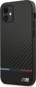 BMW Etui BMW BMHCP12SPUCARTCBK iPhone 12 mini 5,4" czarny/black hardcase M Collection PU Carbon Stripe 2