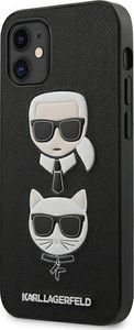 Karl Lagerfeld Karl Lagerfeld KLHCP12SSAKICKCBK iPhone 12 mini 5,4" czarny/black hardcase Saffiano Ikonik Karl&Choupette Head 2