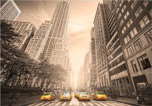 DecoNest Fototapeta - New York taxi - sepia - 200X140 1
