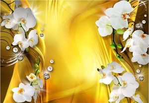 DecoNest Fototapeta - Orchidea w złocie - 200X140 1