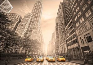 DecoNest Fototapeta - New York taxi - sepia - 350X245 1