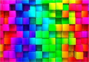 DecoNest Fototapeta - Kolorowe sześciany - 200X140 1
