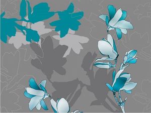DecoNest Fototapeta - Niebieskie magnolie - 350X270 1