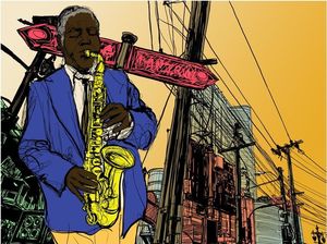 DecoNest Fototapeta - Saxophonist in New York - 350X270 1