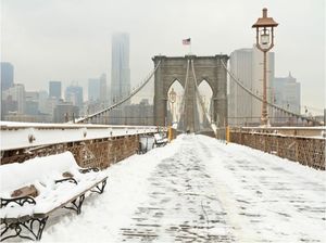 DecoNest Fototapeta - Nowojorski most pokryty śniegiem - 200X154 1