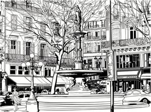 DecoNest Fototapeta - Sketch of parisian fountain - 200X154 1