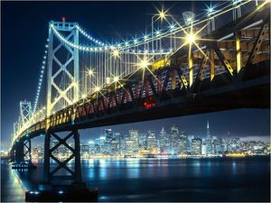 DecoNest Fototapeta - Bay Bridge nocą - 200X154 1