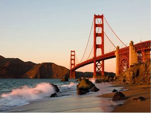 DecoNest Fototapeta - Most Golden Gate - zachód słońca, San Francisco - 400X309 1