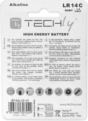 Techly Bateria High Energy C / R14 2 szt. 2